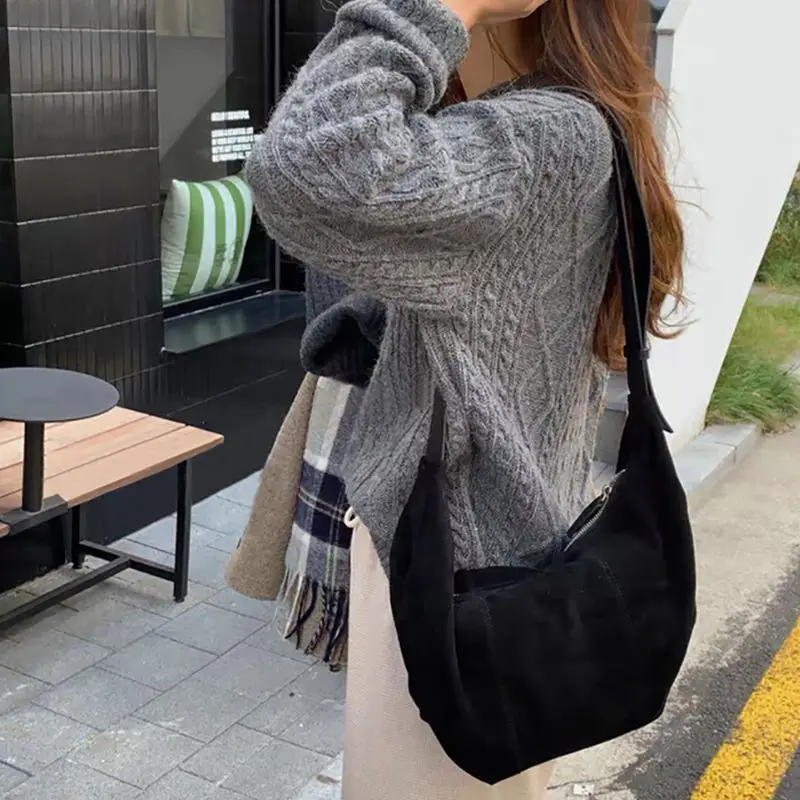 Новая Корейская винтажная повседневная сумка-хобо контрастного цвета, матовые сумки большой емкости, Женские плиссированные однотонные сумки через плечо Y2k Aesthetic Изображение 1