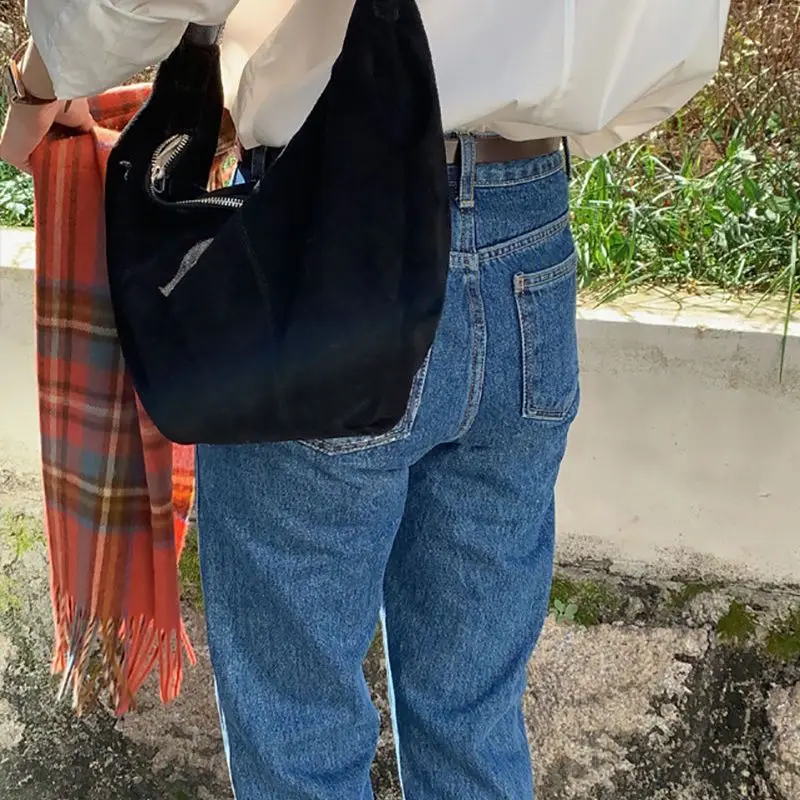 Новая Корейская винтажная повседневная сумка-хобо контрастного цвета, матовые сумки большой емкости, Женские плиссированные однотонные сумки через плечо Y2k Aesthetic Изображение 5