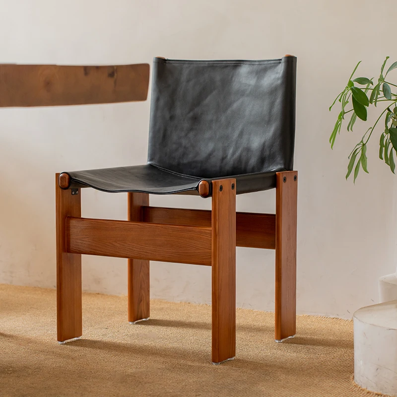 Антикварный обеденный стул из массива дерева, стул монаха из масляно-восковой кожи, Чайный стул, Кресло с тихим ветром, Мебель бесплатно Изображение 3