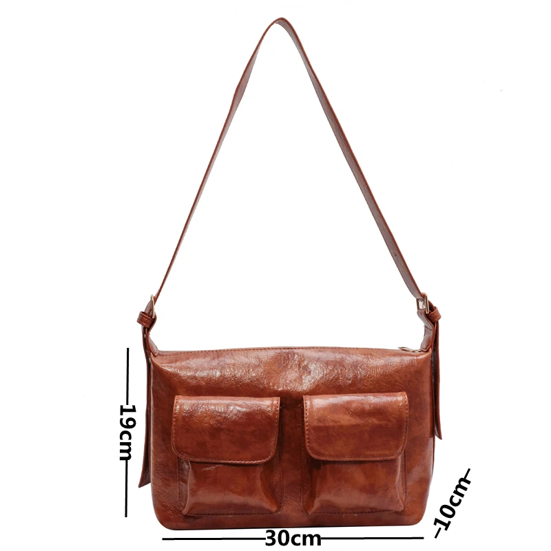 Винтажная простая однотонная сумка через плечо из искусственной кожи для женщин, Повседневный деловой портфель, сумка-мессенджер для пригородных поездок, Роскошная дизайнерская сумка Изображение 5