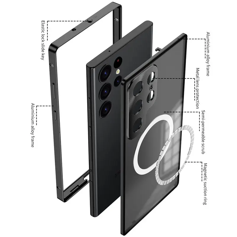Для Samsung Galaxy S23 Plus S23Plus 5G Case Задняя Крышка из Прозрачного Закаленного Стекла Жесткий чехол с Металлическим Бампером для Samsung S23 Plus 5G Изображение 5