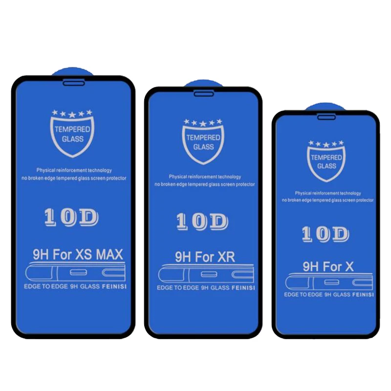 50шт 10D Закаленное Стекло С Полным Клеевым Покрытием Изогнутая Защитная Пленка Для Экрана Для iPhone 14 Pro Max 13 Mini 12 11 XS XR X 8 7 6 Plus SE Изображение 0