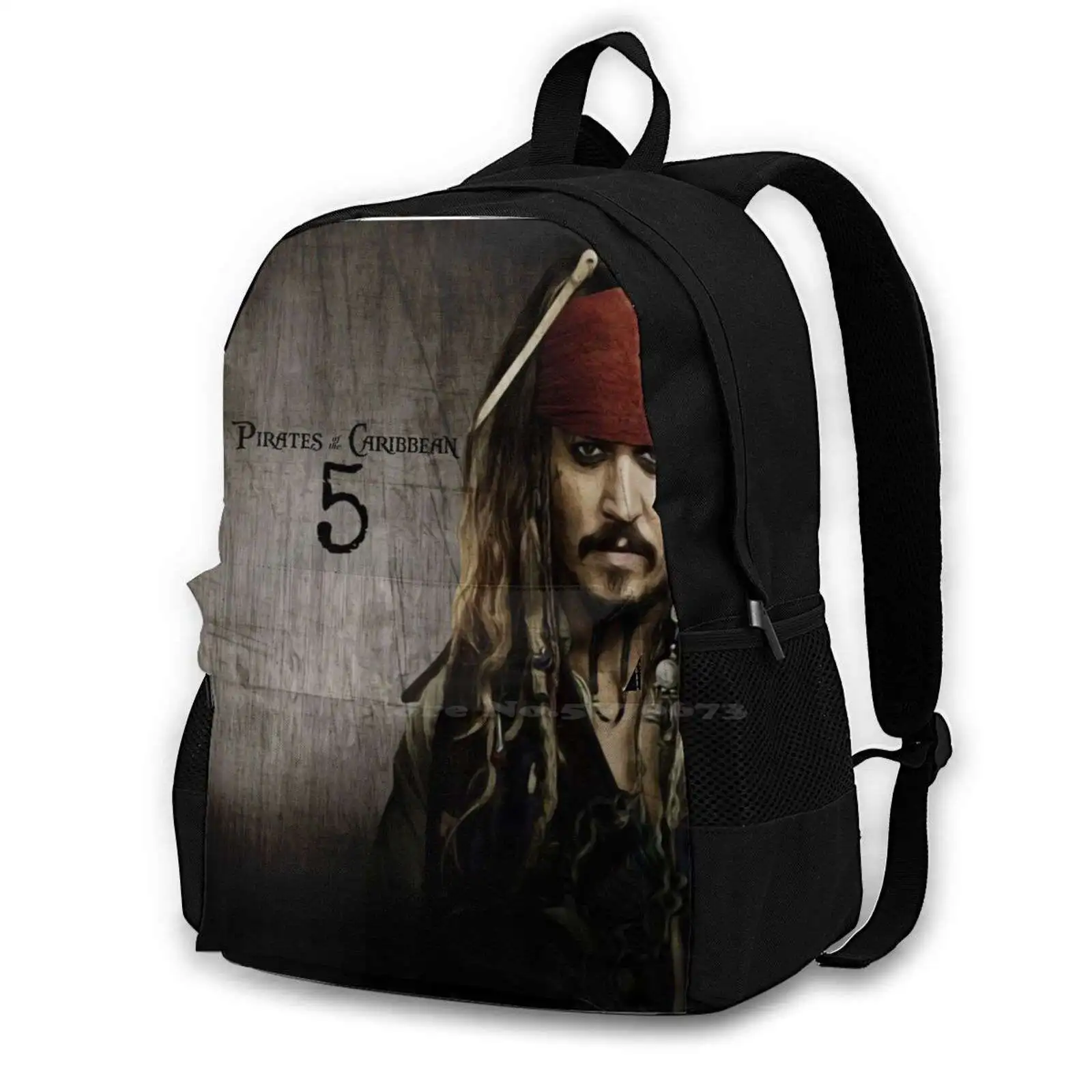 Рюкзак с 5 сумками для мужчин, женщин, девочек, подростков, черные Пираты Карибского моря, Джонни Депп Изображение 0