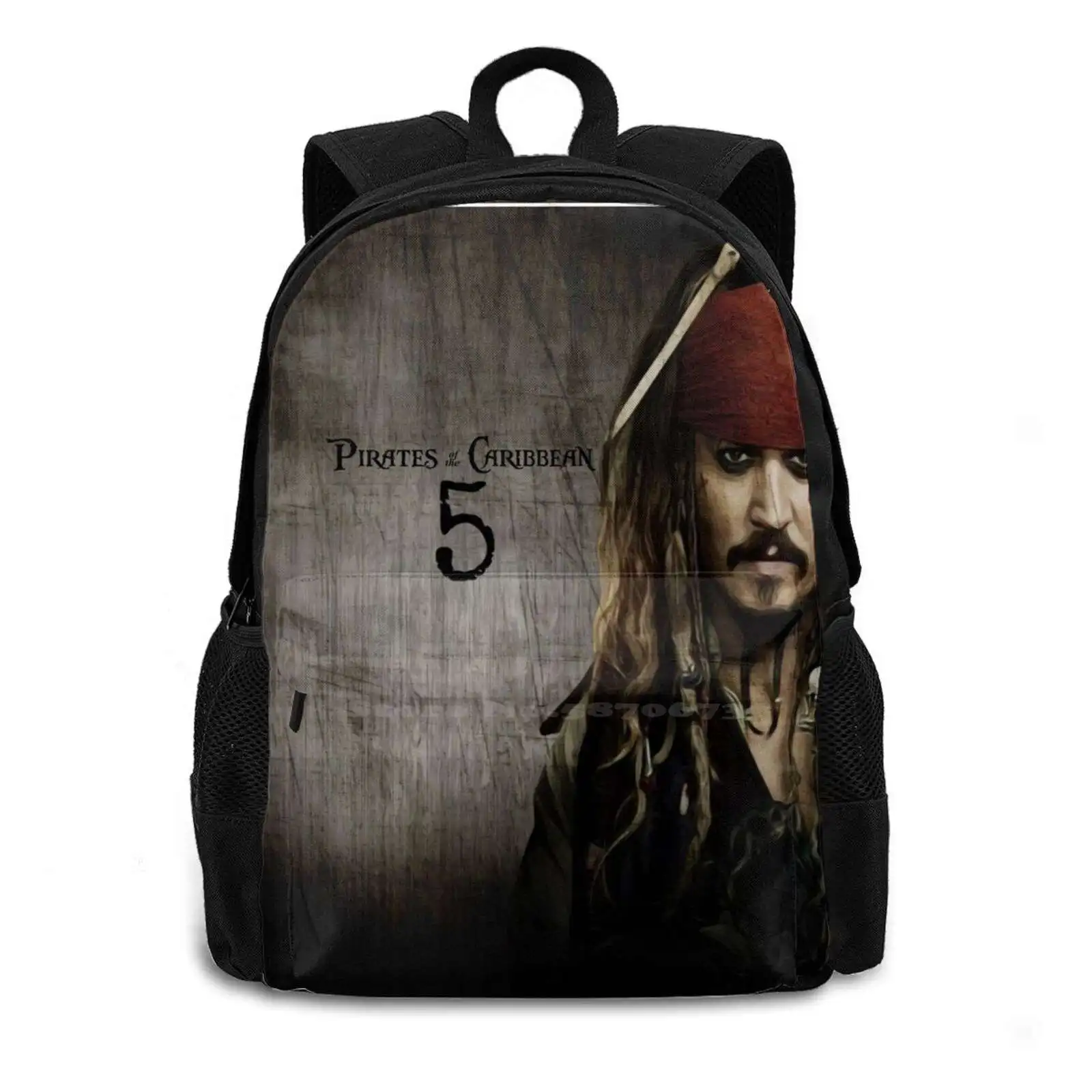 Рюкзак с 5 сумками для мужчин, женщин, девочек, подростков, черные Пираты Карибского моря, Джонни Депп Изображение 1
