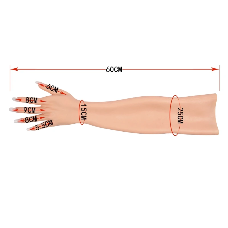 Длина 60 см Реалистичная мягкая женская силиконовая перчатка для рук трансвестита Трансвестита Трансвестита Трансвестита Трансвестита 3G Изображение 4