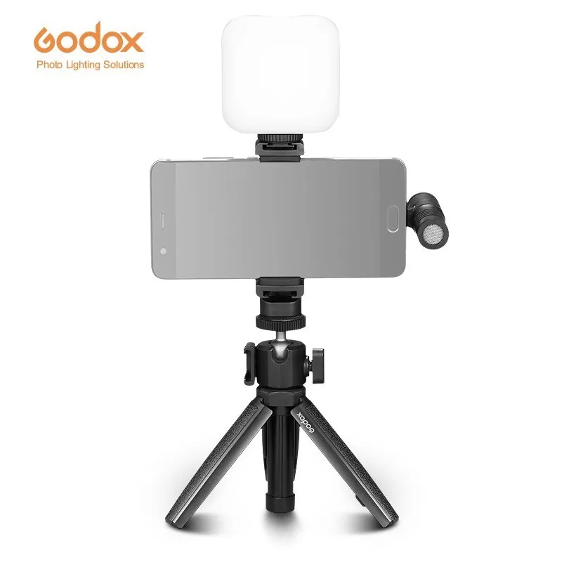 Godox VK2-UC VK2-AX Микрофон для телефона + Светодиодная подсветка + Портативный настольный штатив для видеоблога для мобильных устройств Изображение 0