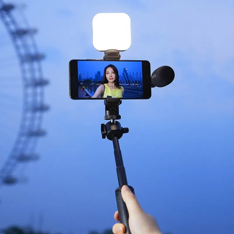 Godox VK2-UC VK2-AX Микрофон для телефона + Светодиодная подсветка + Портативный настольный штатив для видеоблога для мобильных устройств Изображение 3