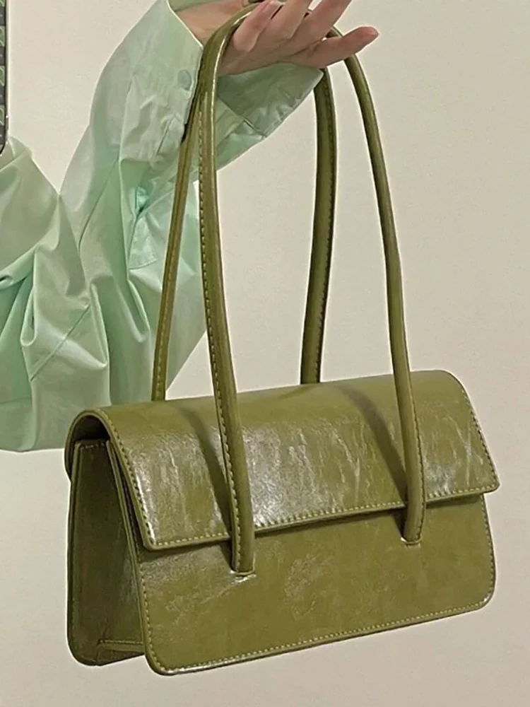 Простая женская сумка подмышками в стиле ретро, зеленые женские квадратные сумки через плечо, новинка 2023, женская сумка-тоут, универсальные сумки, тренд Изображение 0