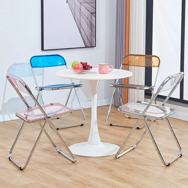 Прозрачный складной стул Accent, модный обеденный стул Crystal, легкая роскошная спинка стула, кресло для фотосъемки вживую, мебель для макияжа Изображение 0