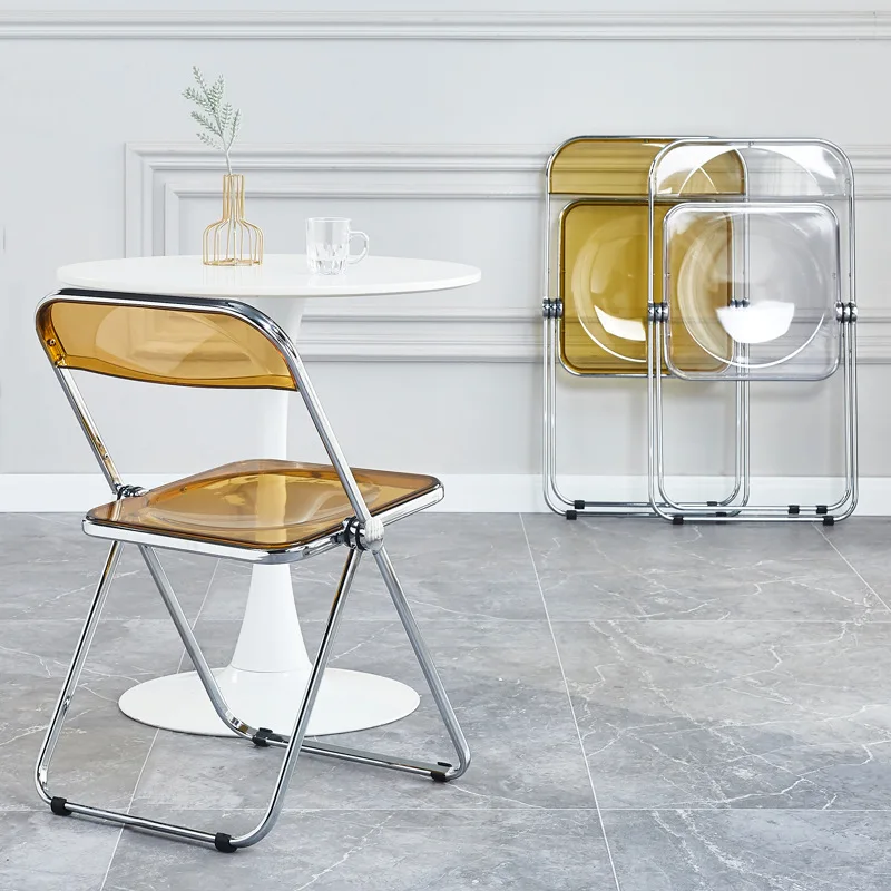 Прозрачный складной стул Accent, модный обеденный стул Crystal, легкая роскошная спинка стула, кресло для фотосъемки вживую, мебель для макияжа Изображение 1