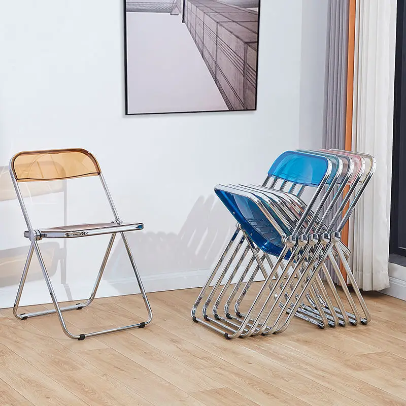 Прозрачный складной стул Accent, модный обеденный стул Crystal, легкая роскошная спинка стула, кресло для фотосъемки вживую, мебель для макияжа Изображение 3