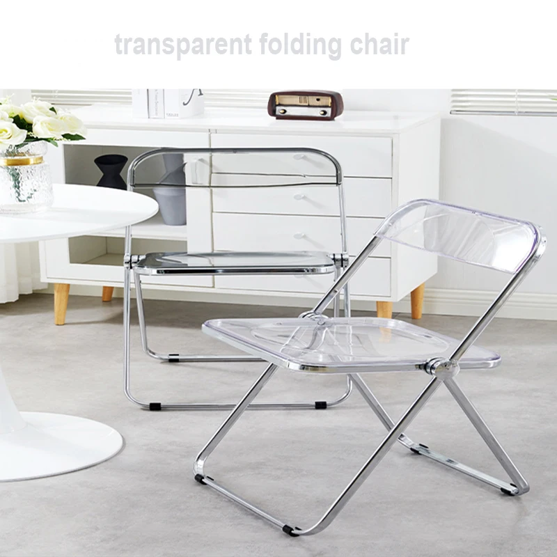 Прозрачный складной стул Accent, модный обеденный стул Crystal, легкая роскошная спинка стула, кресло для фотосъемки вживую, мебель для макияжа Изображение 4