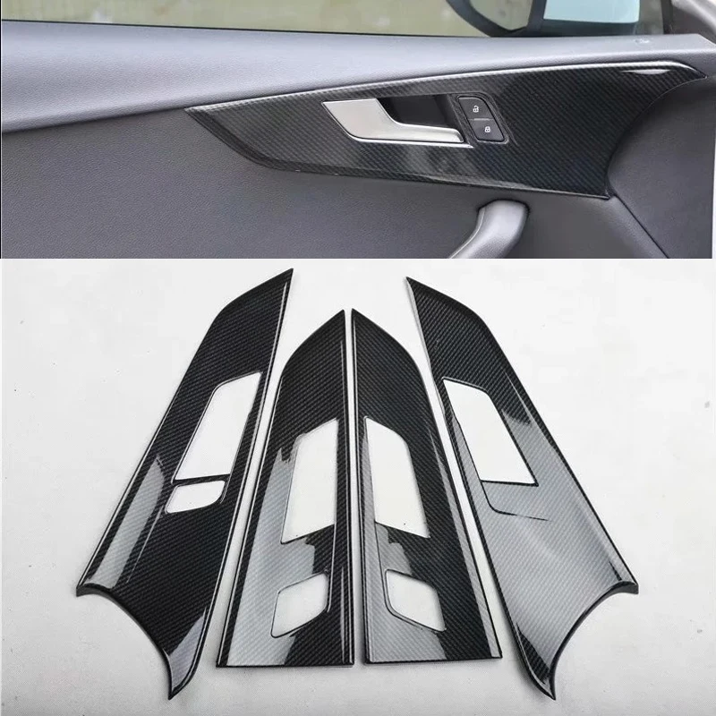 Для Audi A5 2017-2019 Левосторонний руль 4ШТ ABS Боковая дверь автомобиля Внутренняя ручка Чаша Защитная крышка Отделка Молдинги Стайлинг автомобиля Изображение 0