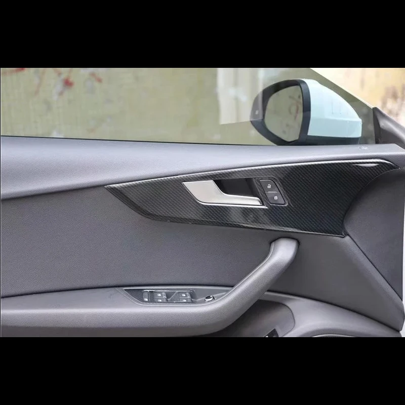 Для Audi A5 2017-2019 Левосторонний руль 4ШТ ABS Боковая дверь автомобиля Внутренняя ручка Чаша Защитная крышка Отделка Молдинги Стайлинг автомобиля Изображение 1
