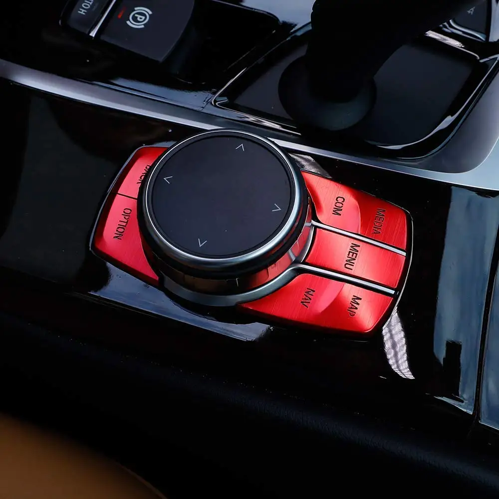 Для BMW 5 серии G30 X3 2017 2018 2019 Отделка рамы автомобильной мультимедийной кнопки из алюминиевого сплава, ручка, красный Изображение 0