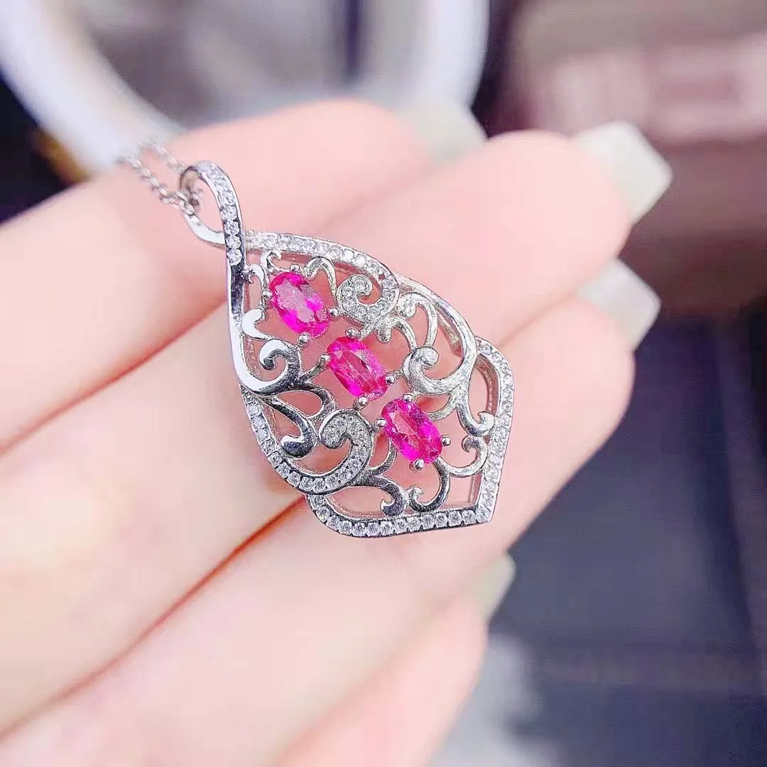 Модное ожерелье с розовым топазом, серебро S925 Пробы, натуральный драгоценный камень, изысканные свадебные украшения для женщин, Бесплатная доставка MeiBaPJ FS Изображение 0