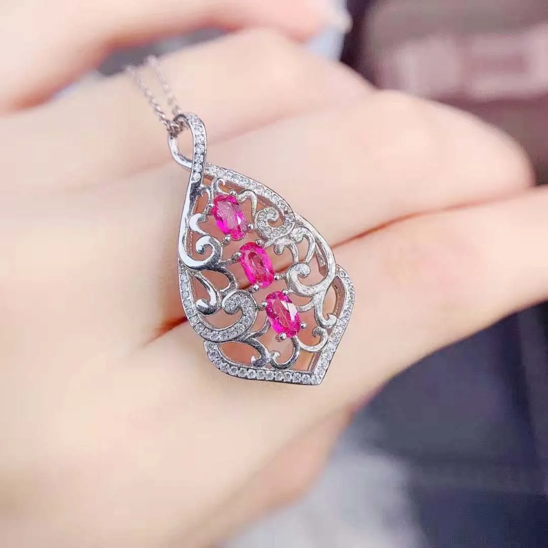 Модное ожерелье с розовым топазом, серебро S925 Пробы, натуральный драгоценный камень, изысканные свадебные украшения для женщин, Бесплатная доставка MeiBaPJ FS Изображение 1