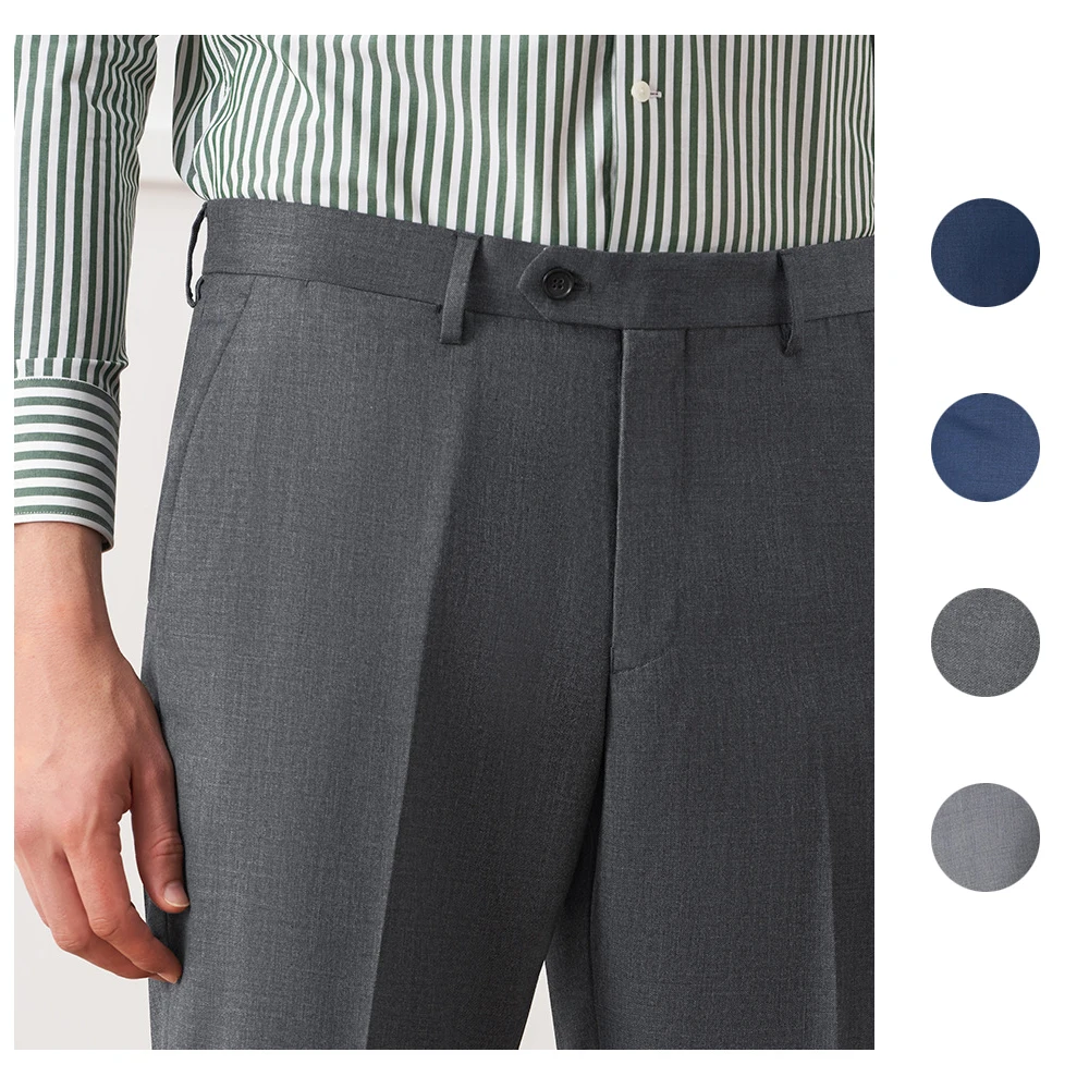 Мужские шерстяные костюмные брюки в итальянском стиле из неглаживающейся ткани 4 цветов, высококачественная фурнитура, идеально подходящие для деловой и повседневной носки Изображение 0