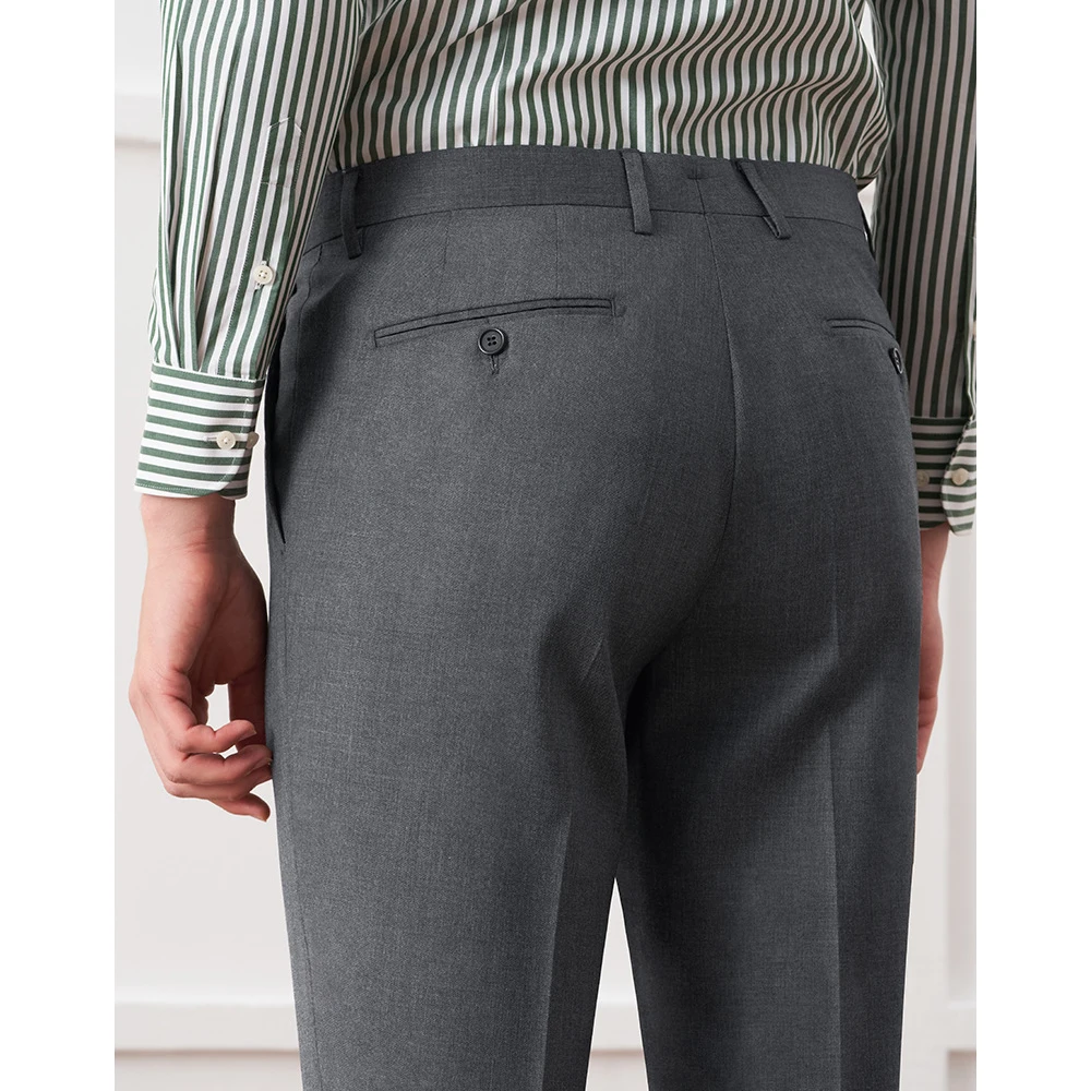 Мужские шерстяные костюмные брюки в итальянском стиле из неглаживающейся ткани 4 цветов, высококачественная фурнитура, идеально подходящие для деловой и повседневной носки Изображение 1