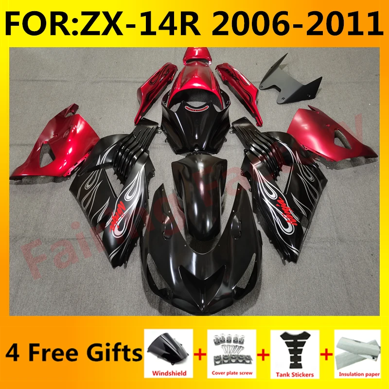 Комплект мотоциклетных обтекателей для Ninja ZX-14R 2006 2007 2008 2009 2010 2011 ZX14R zx 14r 06 07 08 комплекты обтекателей кузова красный черный Изображение 0