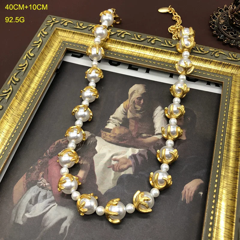 Классический комплект украшений с жемчужным ожерельем в стиле барокко, подарок для дамской банкетной вечеринки, свадебное жемчужное ожерелье, серьги Изображение 1