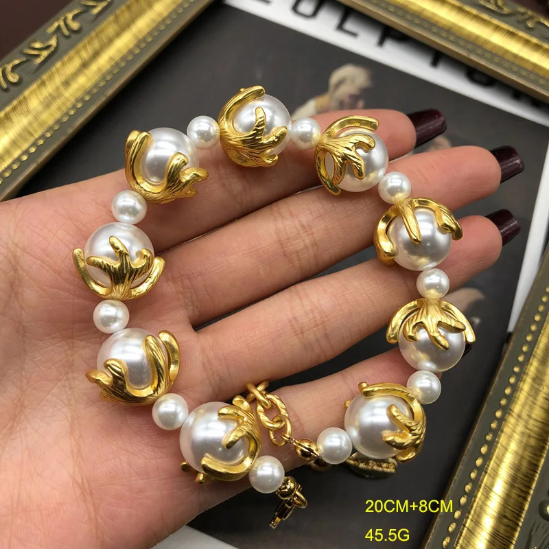 Классический комплект украшений с жемчужным ожерельем в стиле барокко, подарок для дамской банкетной вечеринки, свадебное жемчужное ожерелье, серьги Изображение 4