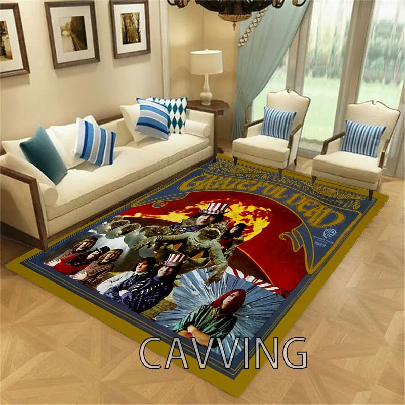 Группа Grateful Dead Ковер с 3D принтом, фланелевые коврики, противоскользящий большой ковер, украшение дома для гостиной, спальни, домашнего декора Изображение 0