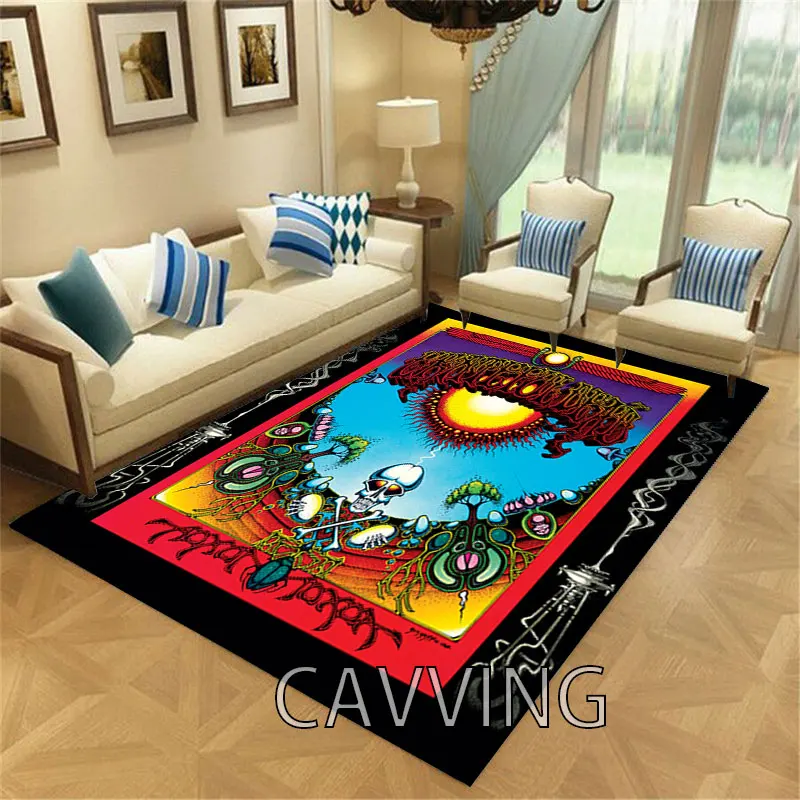 Группа Grateful Dead Ковер с 3D принтом, фланелевые коврики, противоскользящий большой ковер, украшение дома для гостиной, спальни, домашнего декора Изображение 2