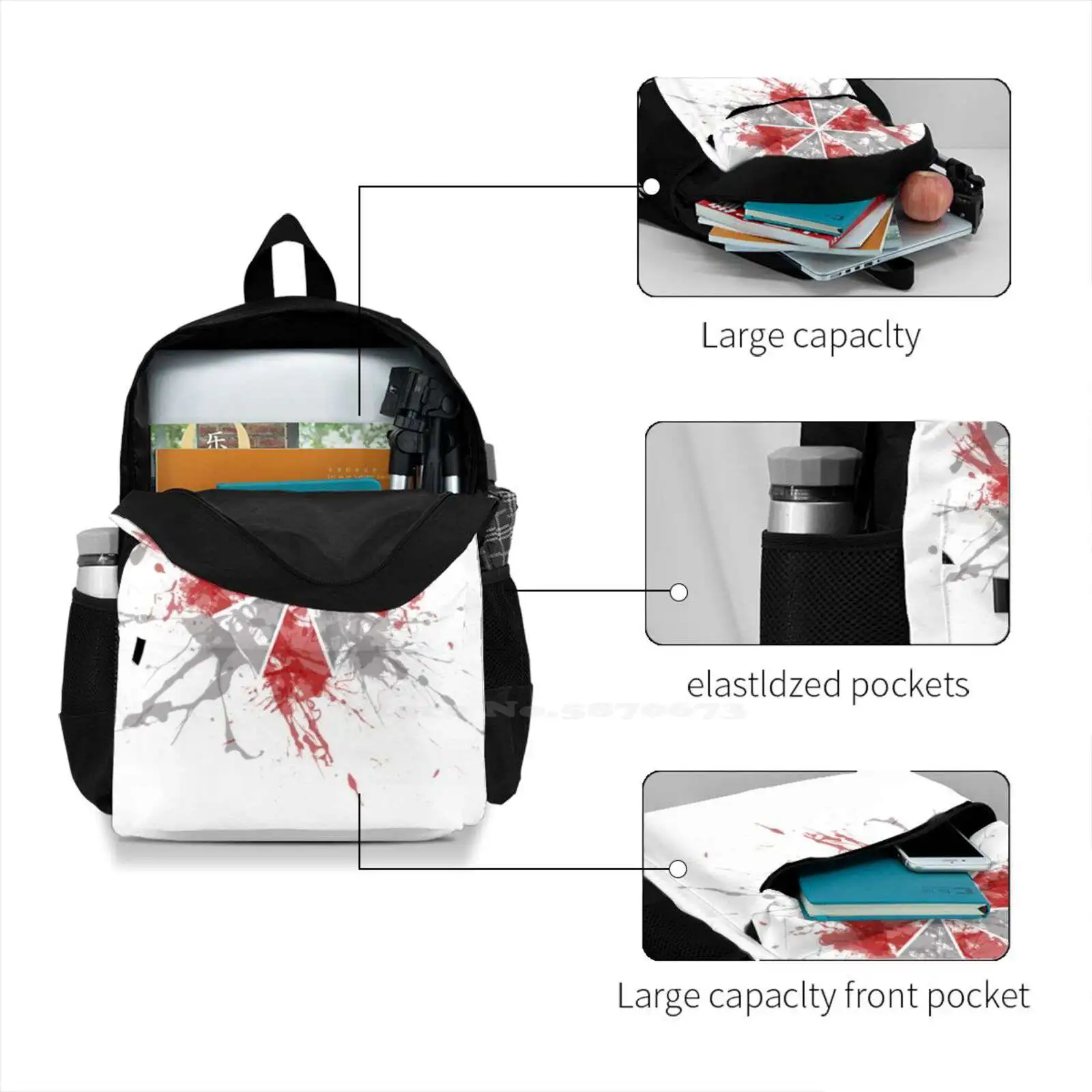 Рюкзак для подростков, студентов колледжа, дорожные сумки для ноутбука с разбрызгиванием Изображение 3