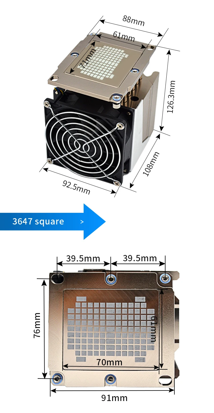 Тест протектора процессора High cfm 305W 4U Lga-3647 Активный Процессорный кулер с 4-контактным вентилятором контроля температуры pc radiator Изображение 1