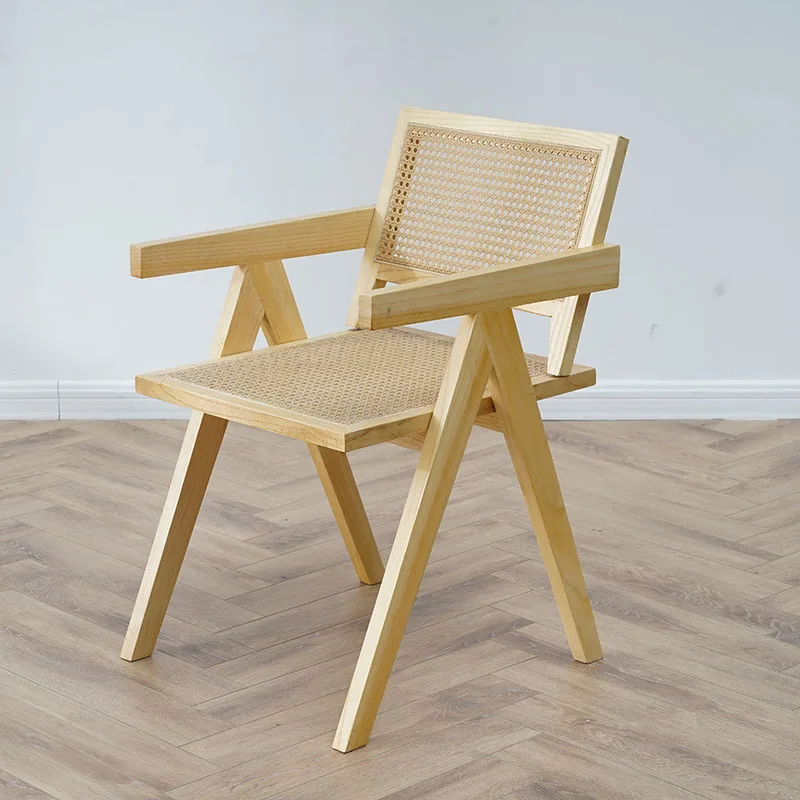 Обеденный стул из массива дерева в скандинавском стиле со спинкой из ротанга, маленький стул для отдыха на домашнем балконе, Ресторан Sandalye Предметы домашнего обихода AA50 Изображение 2