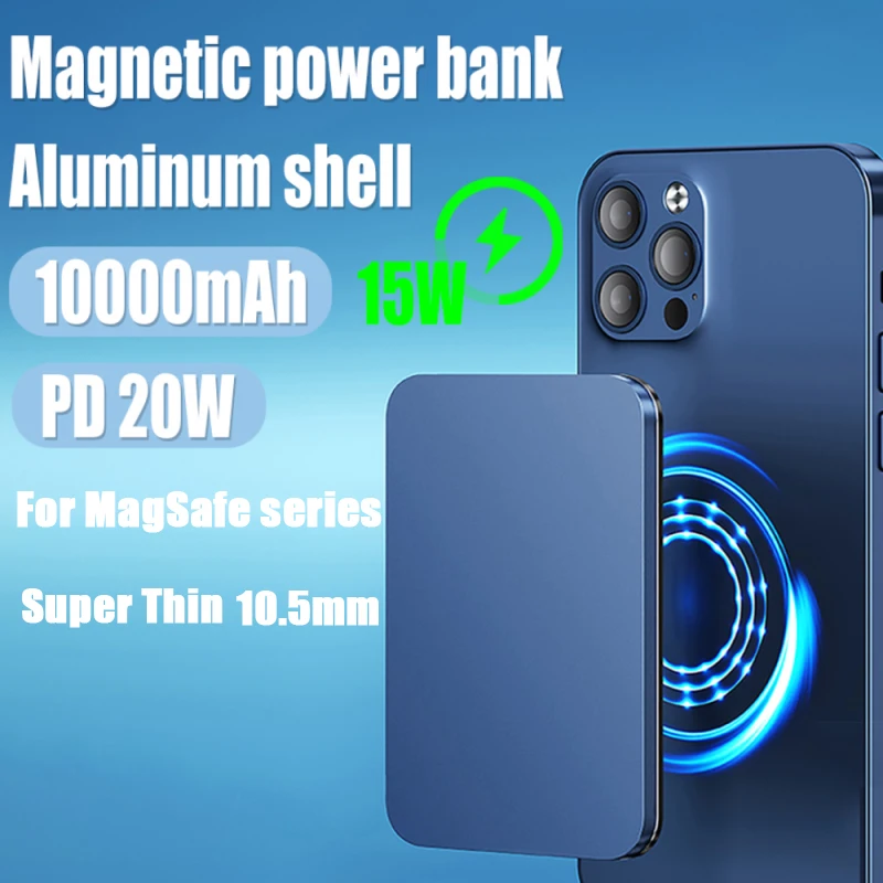 10,5 мм Беспроводное Зарядное Устройство Power Bank Магнитный 10000 мАч Мини Powerbank TYPE C PD20W Быстрое Зарядное Устройство Для iPhone 14 13 12 серии Magsafe Изображение 0