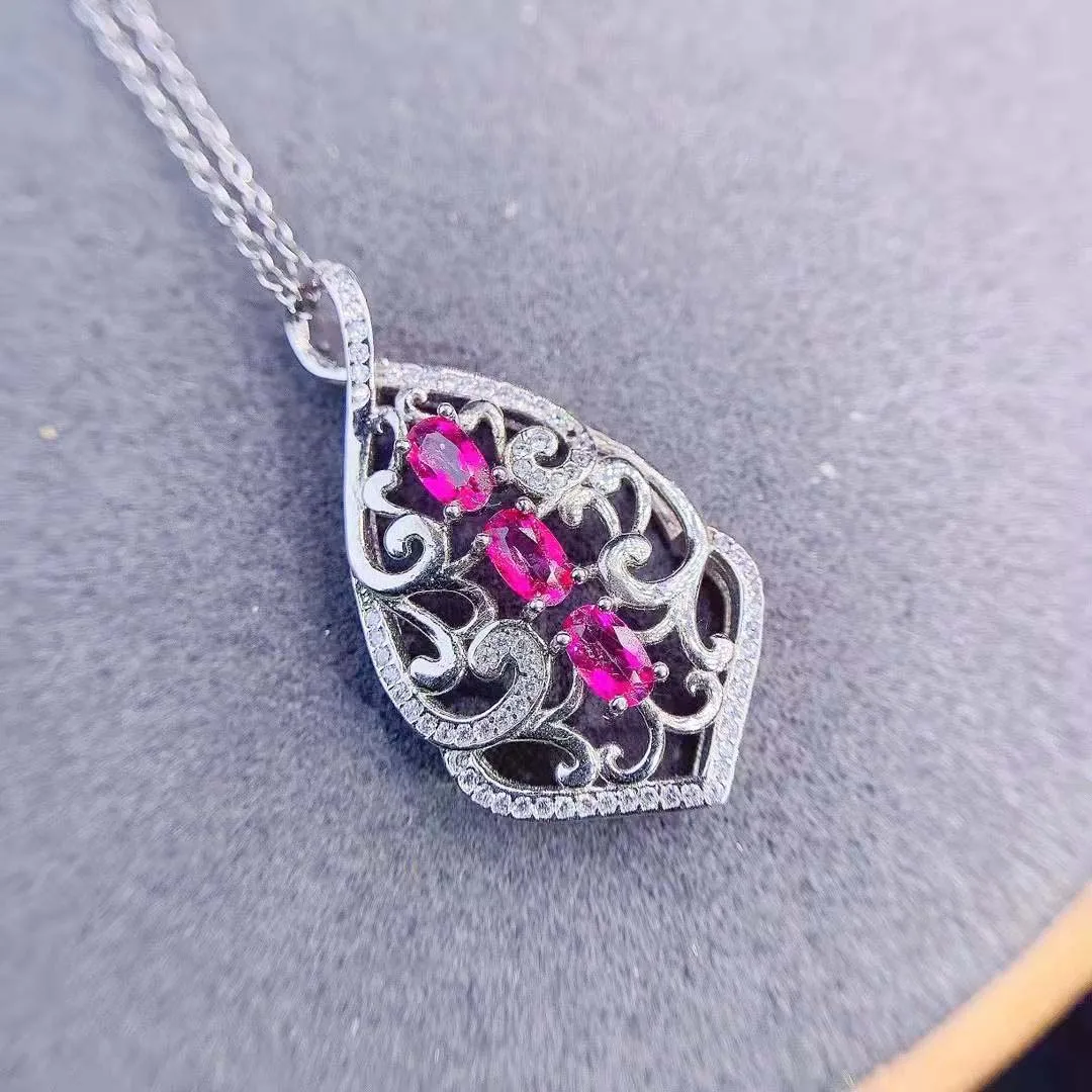 Модное ожерелье с розовым топазом, серебро S925 Пробы, натуральный драгоценный камень, изысканные свадебные украшения для женщин, Бесплатная доставка MeiBaPJ FS Изображение 3